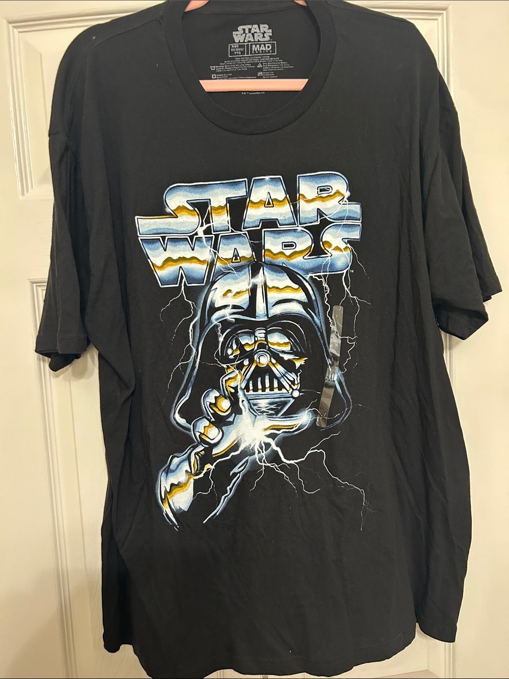 MAD Engine Star Wars Darth Vader Graphic Tee - Black with Blue and Gold Accents
